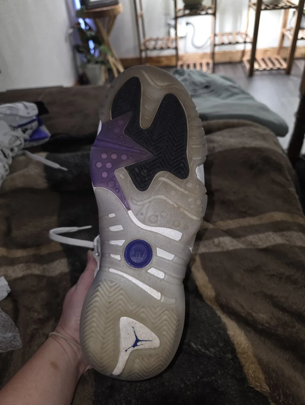 Jordan Men's Athletic Shoes - White, Purple & Black